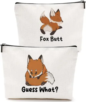 VICBOU Funny Fox Makeup Bag Fox Gifts for Girls Fox Supplies Accessories Cute Cosmetic Bag for Women Girls Animal Fox Lovers Sister Mom Best Friends Graduation Mothers Day Birthday Gifts