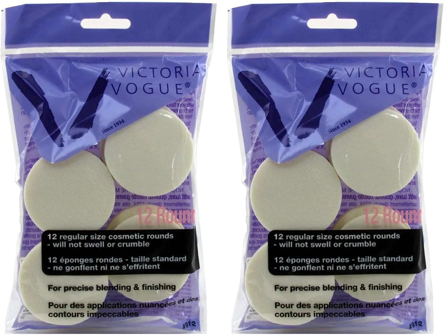Victoria Vogue Cosmetic Rounds Latex 12S Regular Size (2 Pack)