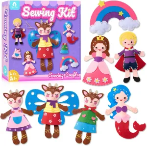 VigorFun Sewing Kit for Kids Beginner Arts and Crafts, Make DIY Projects of Fairy Tale World, Felt Sewing Craft Kits Educational Toys, Birthday Christmas Gifts for Girls Kids Age 6-7-8-10-12 