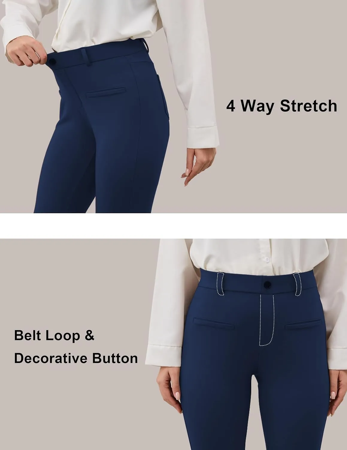 VIMPEP Fleece Lined Dress Pants for Women High Rise Flare Soft Feeling Pull On Work Yoga Pants for Cold Weather 1102