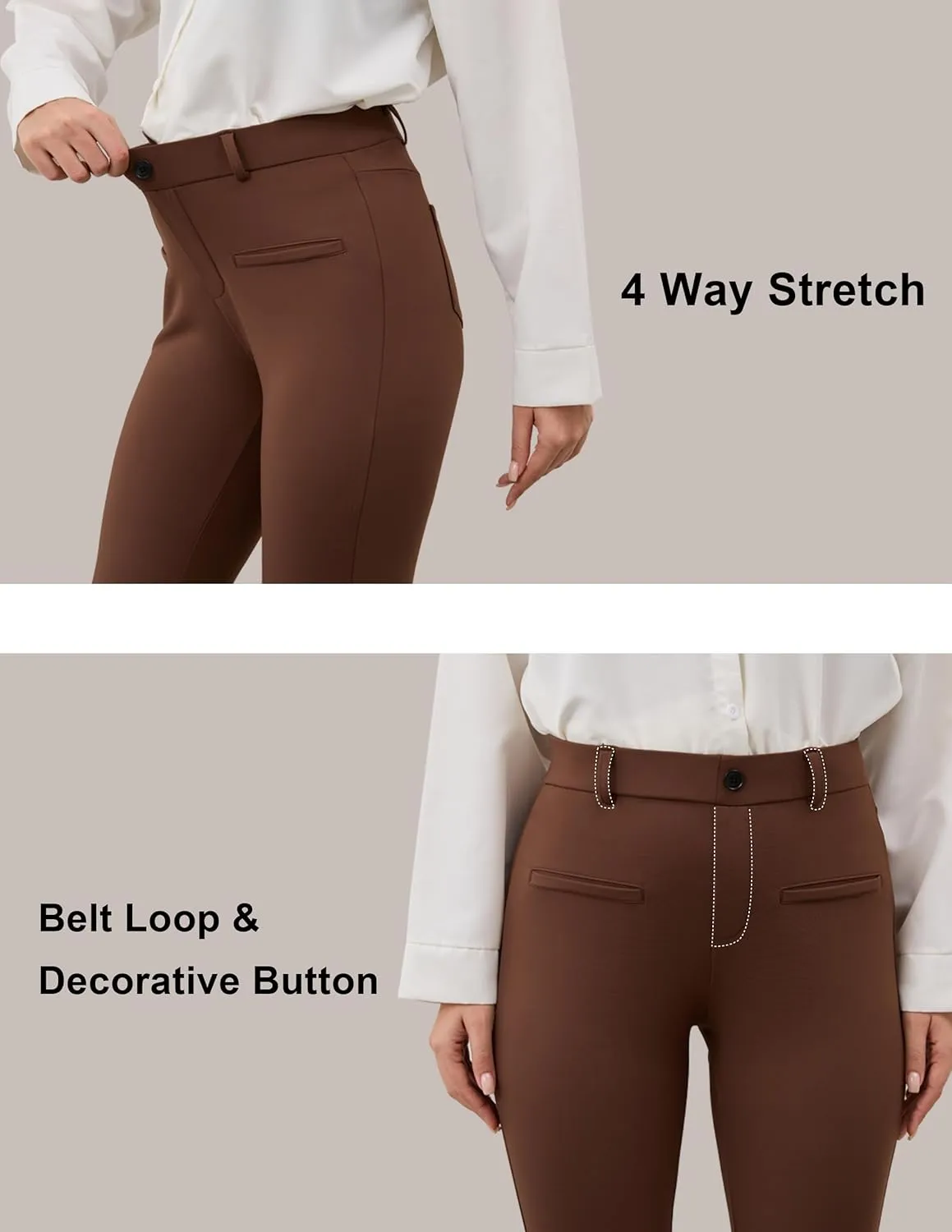 VIMPEP Fleece Lined Dress Pants for Women High Rise Flare Soft Feeling Pull On Work Yoga Pants for Cold Weather 1102