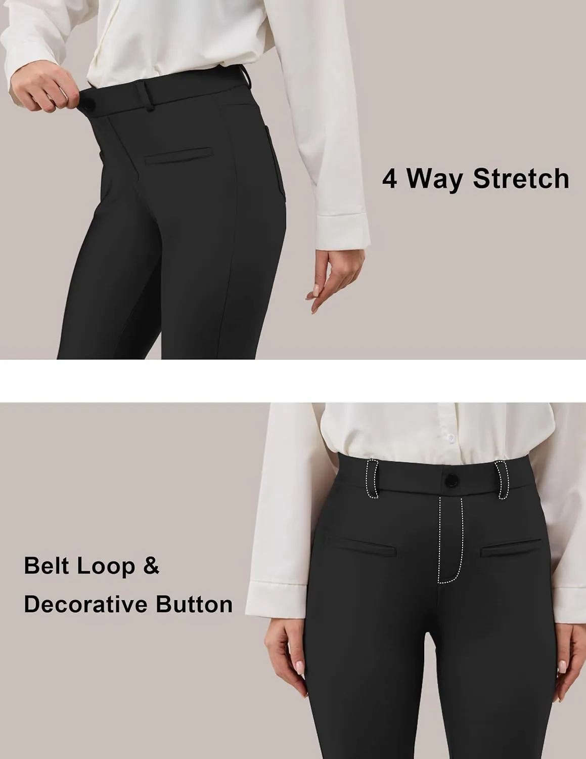 VIMPEP Fleece Lined Dress Pants for Women High Rise Flare Soft Feeling Pull On Work Yoga Pants for Cold Weather 1102