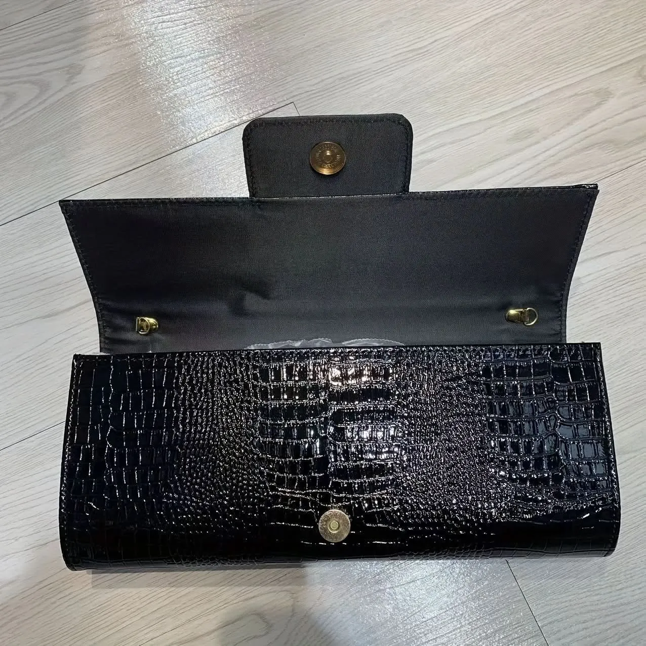 Vintage Crocodile Envelope Clutch, Faux Leather Crossbody