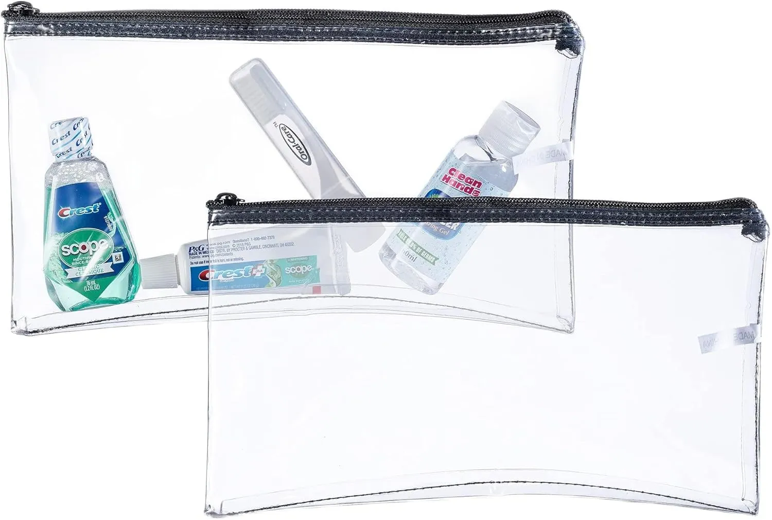 Vinyl Zipper Wallet | 6" Width x 11" Length | Clear Zipper Bags, Currency Bag, Multipurpose Utility Bag- 2 Pack