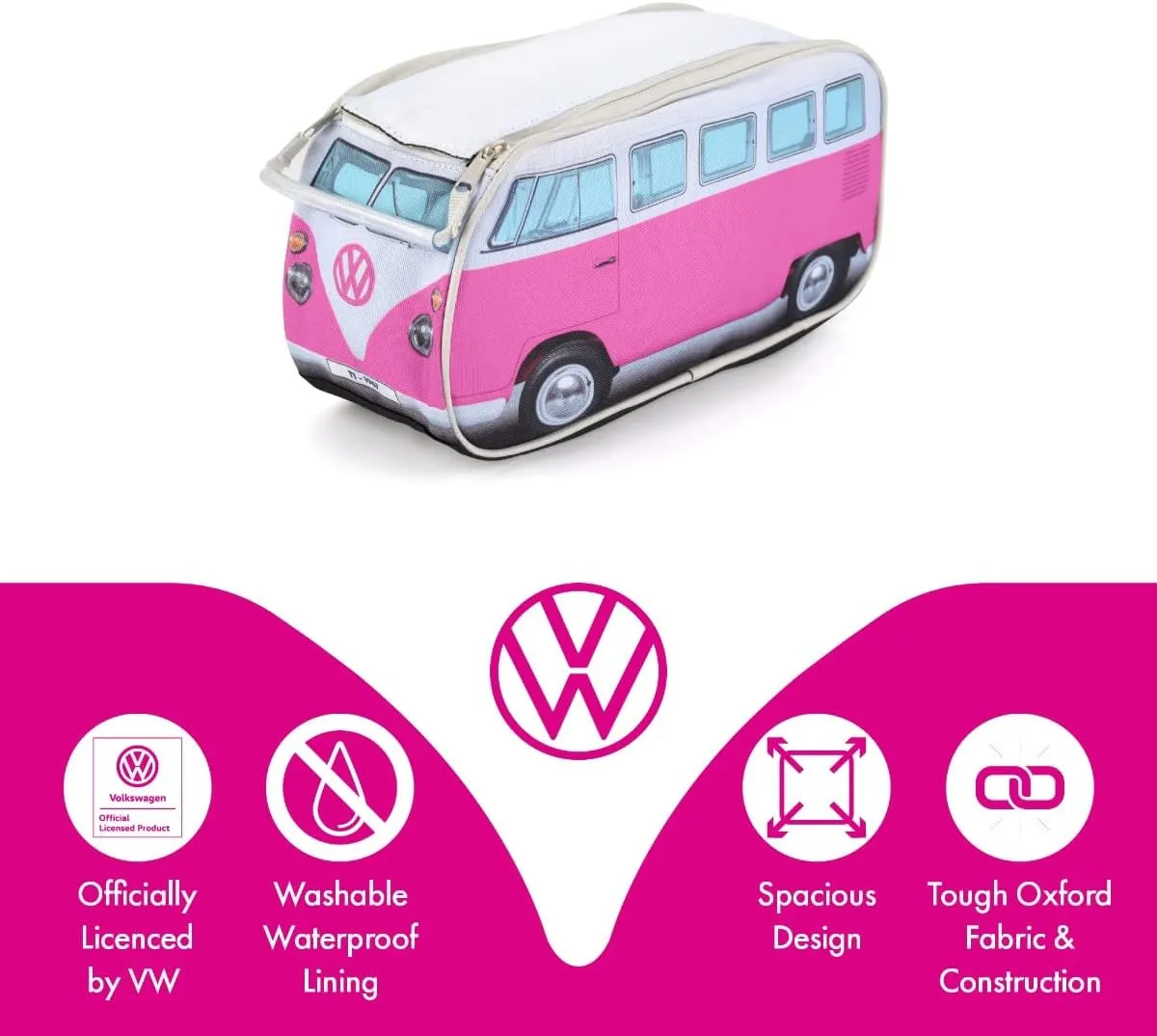 Volkswagen Travel Toiletry Bag for Men and Women - Cosmetic Makeup Organizer Dopp Kit with Internal Pockets and Double Zipper - VW Bus Volkswagen Accessories - Multiple Colors