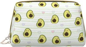 VOSERY Makeup Bag, Cosmetic Bags Travel Toiletry Bag for Women, Large Capacity Makeup Bag Organizer, Avocado of a Hear Make up Bag, Cute Makeup Pouch, Waterproof Leather Makeup Case
