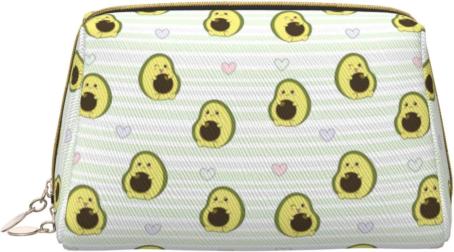 VOSERY Makeup Bag, Cosmetic Bags Travel Toiletry Bag for Women, Large Capacity Makeup Bag Organizer, Avocado of a Hear Make up Bag, Cute Makeup Pouch, Waterproof Leather Makeup Case
