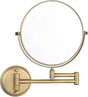 Wall Mounted Makeup Mirror, 1X＆3X/5X/7X/10X Magnification Vanity Mirrors, 8 Inch Double Sided Folding Swivel Cosmetic Shaving Mirrors,Black,5X (Color : Rose Gold, Size : 3X)