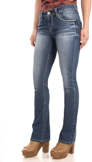 WallFlower Women's Legendary Bootcut Mid-Rise Insta Stretch Juniors Jeans (Standard and Plus)