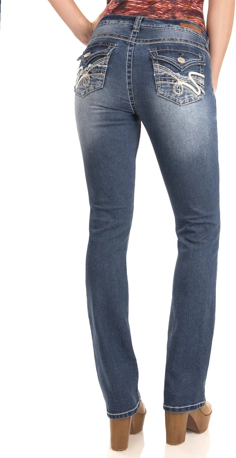 WallFlower Women's Legendary Bootcut Mid-Rise Insta Stretch Juniors Jeans (Standard and Plus)