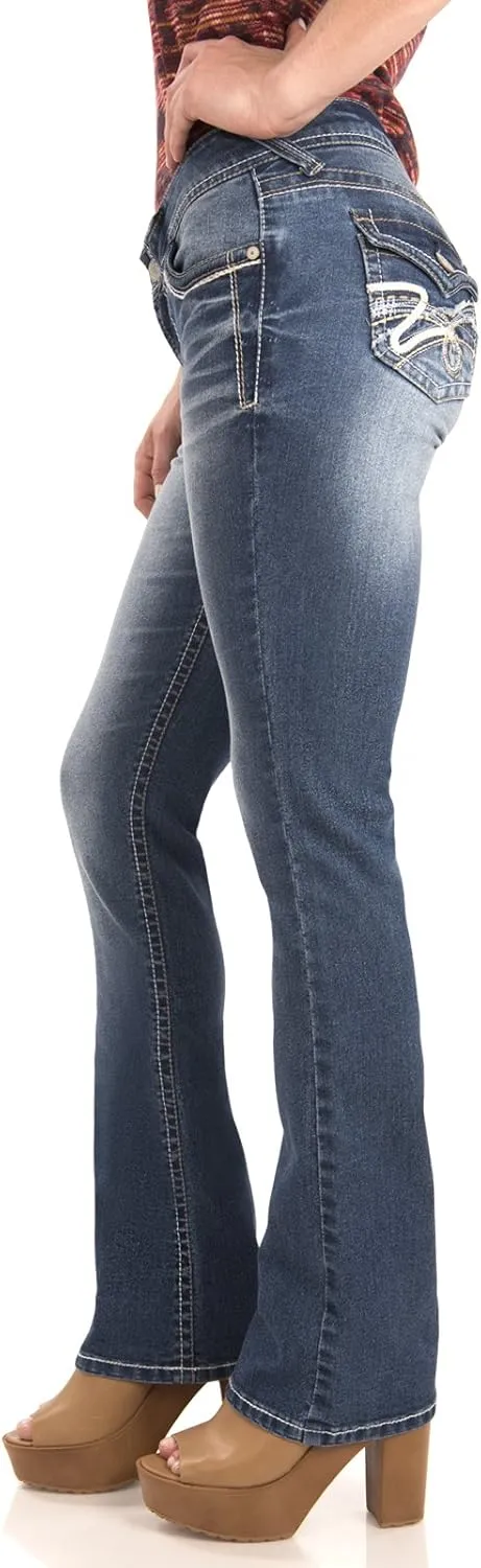WallFlower Women's Legendary Bootcut Mid-Rise Insta Stretch Juniors Jeans (Standard and Plus)