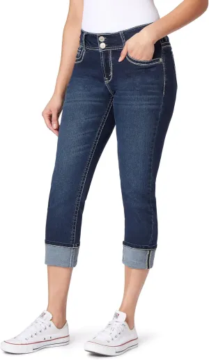 WallFlower Women's Luscious Curvy 23.5'' Crop Mid-Rise Insta Stretch Juniors (Standard and Plus)