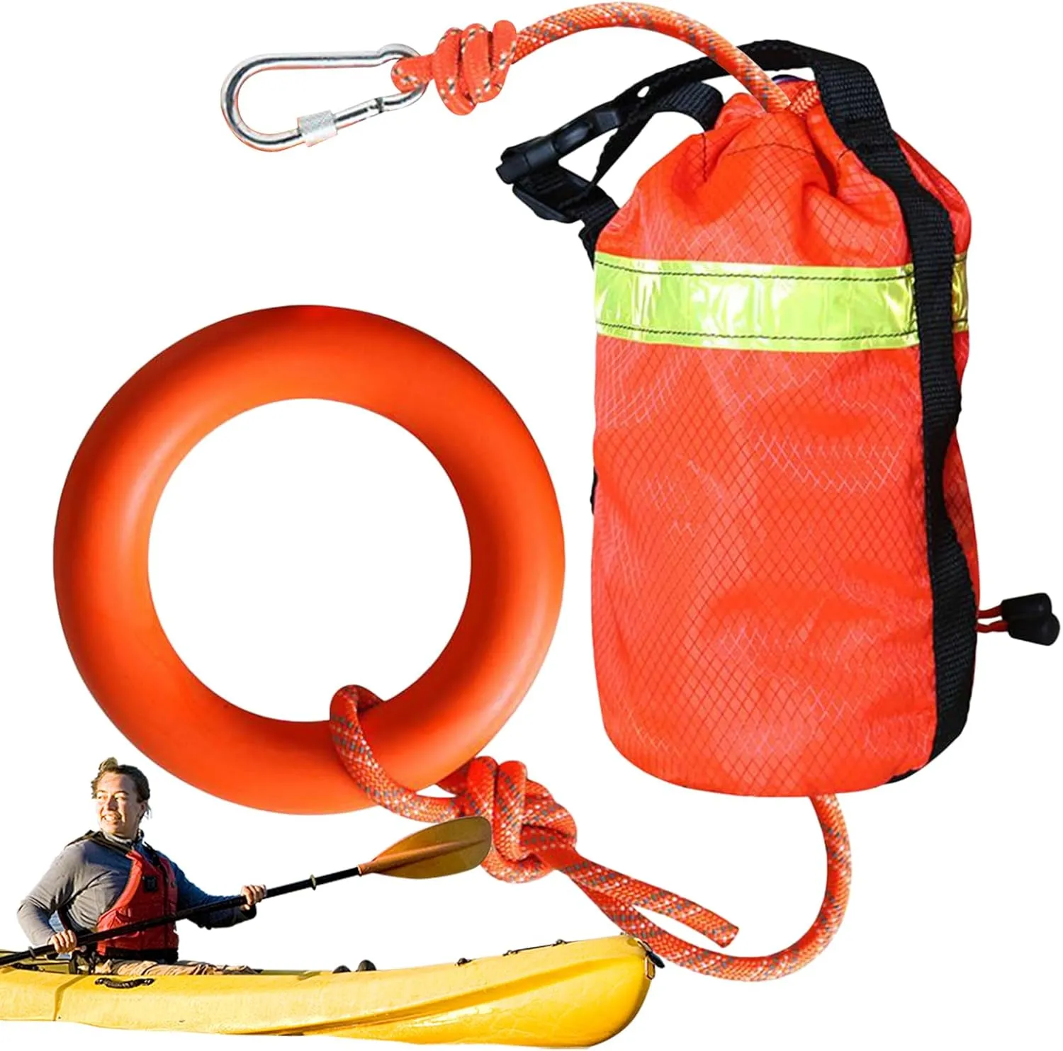 Water Rescue Throw Bag - Throwable Safety Rope with Handle Ring | 16m Kayaking Rafting Swimming Fishing Survival Tool, Whitewater Outdoor emergeency Lifesaving Equipment for Boaters