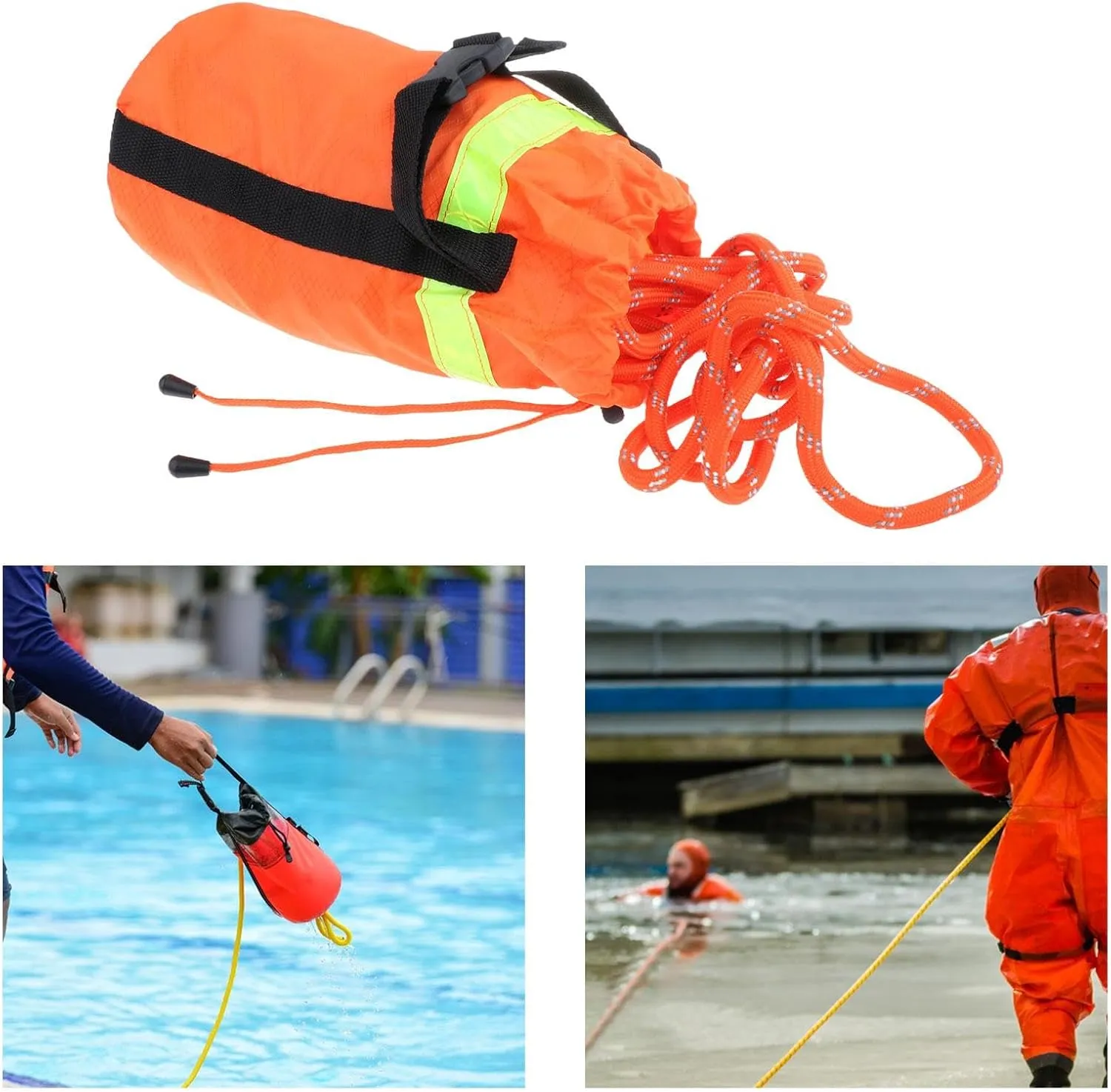 Water Throwable Reflective Rope Throw Bag, Reflective Floating Rope, Emergency Kayak Swimming Drifting Device Throwing Line