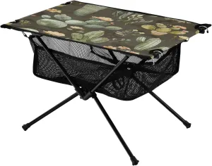 Watercolor Cactus Portable Folding Camping Table, Compact Lightweight Beach Table with Carrying Bag for Outdoor Picnics, BBQs, Camp