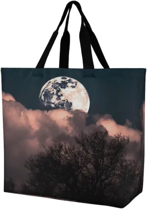 Watercolor Rabbit And Flowers Tote Bag for Women Reusable Grocery Shoulder Bag Shopping Bags for Travel, Groceries