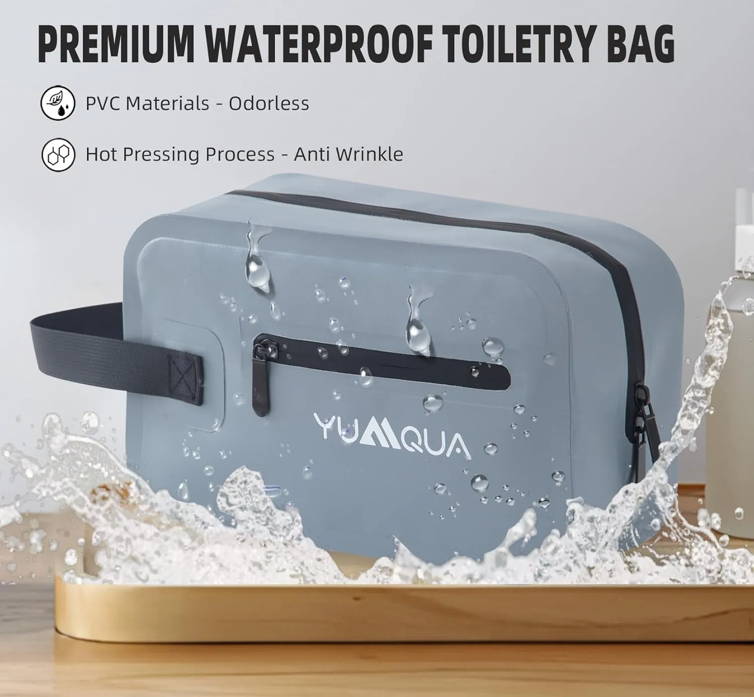Waterproof Bag for Travel, Waterproof Toiletry Bag for Men, Dopp Kit Travel Essentials Shaving Storage Pouch Leak Proof Hanging Organizer Case for Travel, Beach, Kayaking, Boating