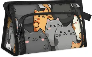 Waterproof Cosmetic Bags for Women Animal Lovely Cats Makeup Organizer Toiletry Bag with Zipper Pockets, Travel Makeup Bag for Business, Beach & Gym