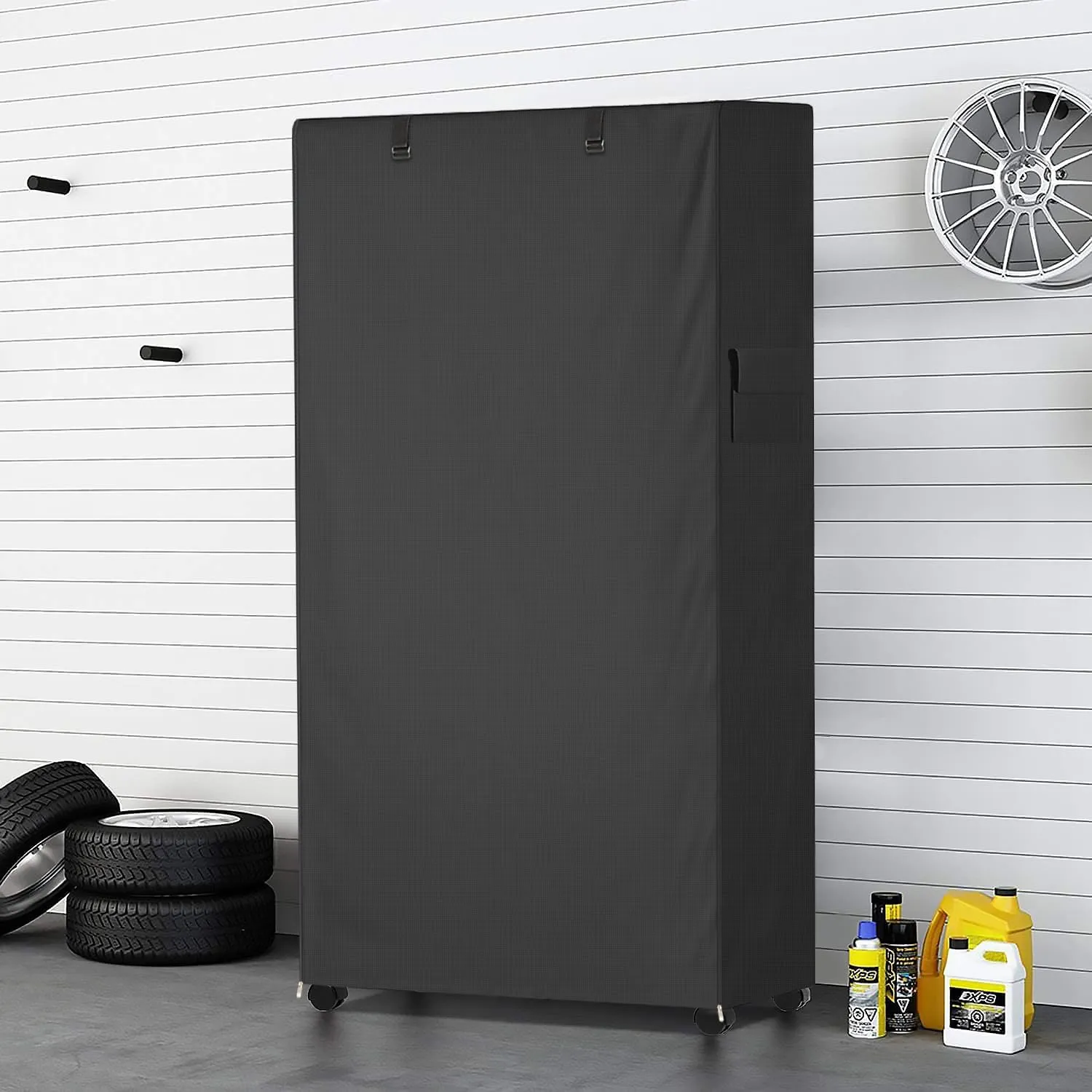 Waterproof Shelf Cover,600D Heavy Duty Dustproof Storage Wire Rack Covers,Outdoor Shelving Covers for Wire Shelves with Zipper 48''x18''x72'',Black,Cover Only