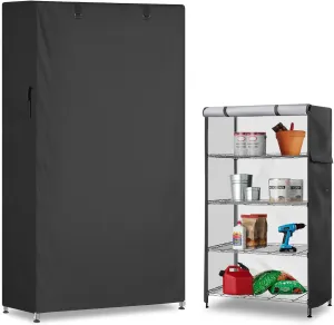 Waterproof Shelf Cover,600D Heavy Duty Dustproof Storage Wire Rack Covers,Outdoor Shelving Covers for Wire Shelves with Zipper 48''x18''x72'',Black,Cover Only