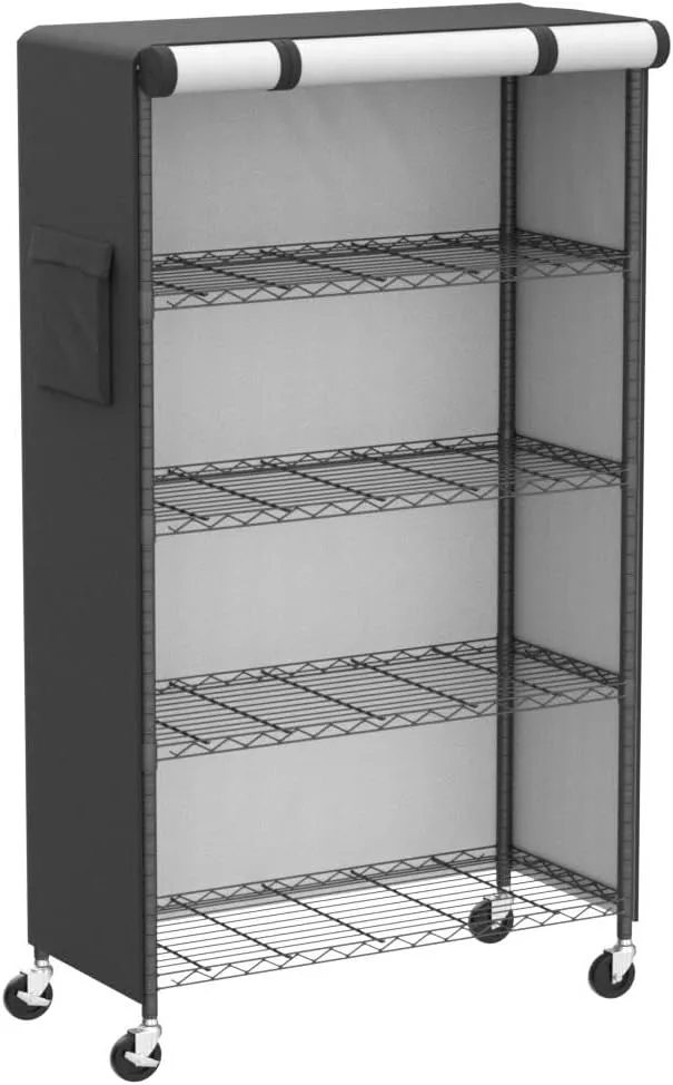 Waterproof Shelf Cover,600D Heavy Duty Dustproof Storage Wire Rack Covers,Outdoor Shelving Covers for Wire Shelves with Zipper 48''x18''x72'',Black,Cover Only