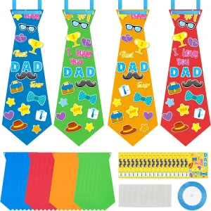 WATINC Father’s Day Tie Craft Kit - 24Pcs Foam Tie Craft for Kids, DIY I Love You Dad Craft Gifts, Make Your Own Father's Day Necktie for School Classroom Fun Activities Home Party Favor Supplies
