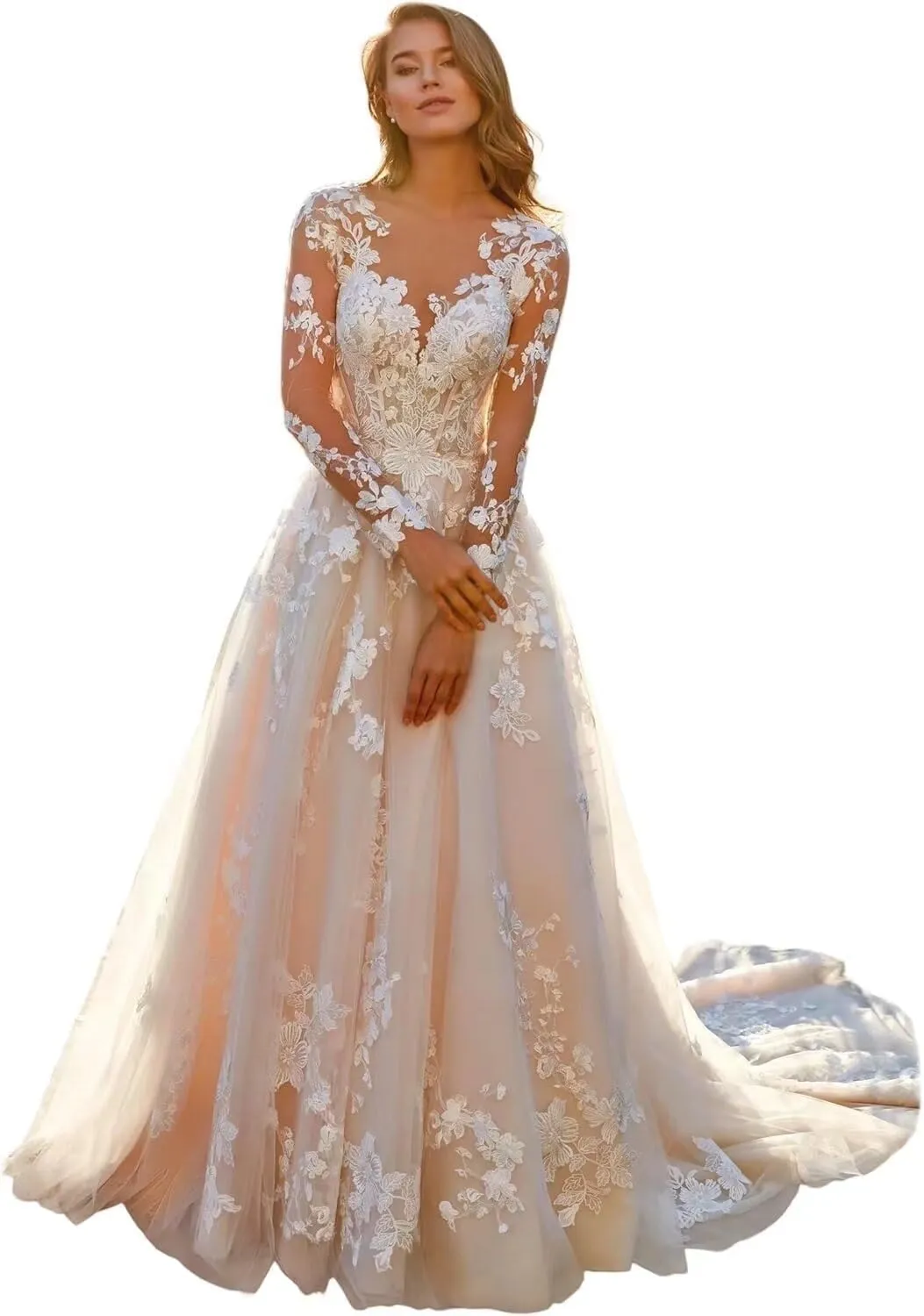Wedding Dresses for Bride 2025 Boho Beach Long Sleeve Mermaid Lace Satin Bridal Gowns
