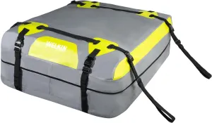 WELKIN Heavy Duty Rooftop Cargo Carrier Bag - 15 Cubic Waterproof Car Roof Bag for All Vehicles with/Without Rack - Includes Anti-Slip Mat, 6 Door Hooks, TSA Lock & Storage Bag - Reinforced Straps