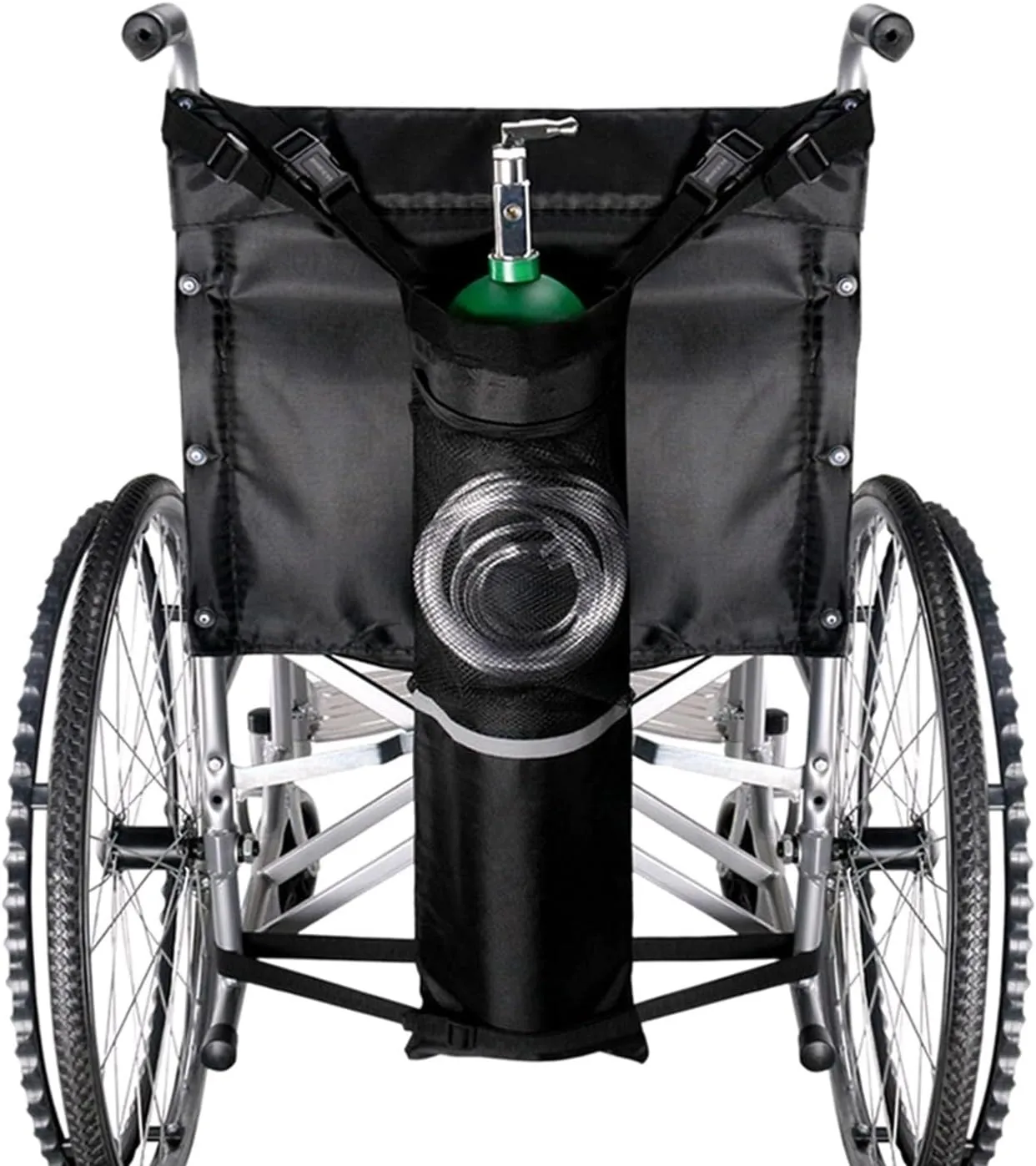 Wheelchair Oxygen Tank Bag, Oxygen Cylinder Holder, Tank Bag for Walker Oxygen Tank Holder with Mesh Storage Pocket Fits D and E Oxygen Tanks
