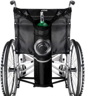 Wheelchair Oxygen Tank Bag, Oxygen Cylinder Holder, Tank Bag for Walker Oxygen Tank Holder with Mesh Storage Pocket Fits D and E Oxygen Tanks
