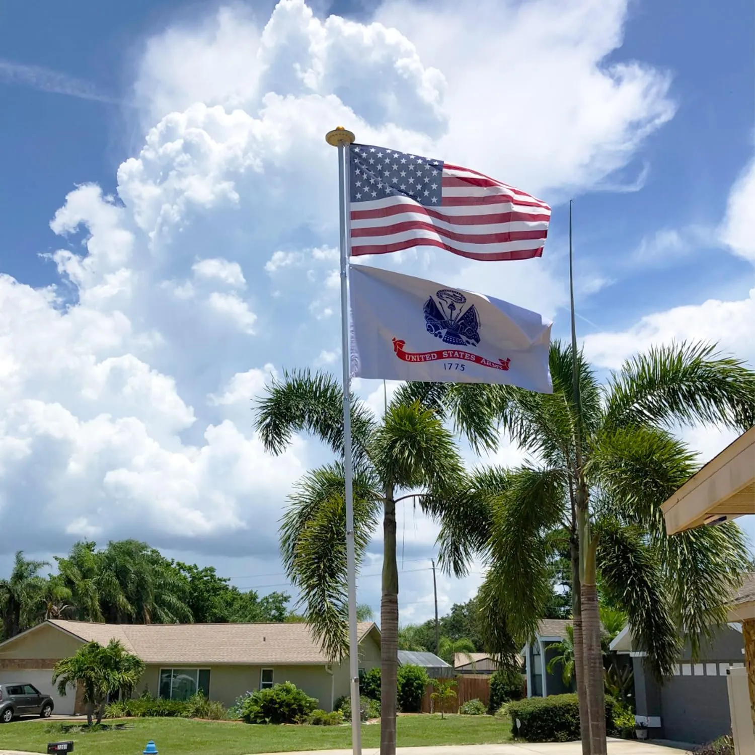 White US Army 3x5 Outdoor Double Sided Flag - 3Ply 240D 4 Rows Stitched - Military USA 1775 Army UV Fade Resistant With Canvas Header & 2 Brass Grommets