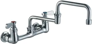 Whitehaus Collection Laundry Whitehaus WHFS9814-008DJ-C Heavy Duty wall mount utility faucet with double jointed retractable swing spout and lever handles-Polished Chrome, 18"