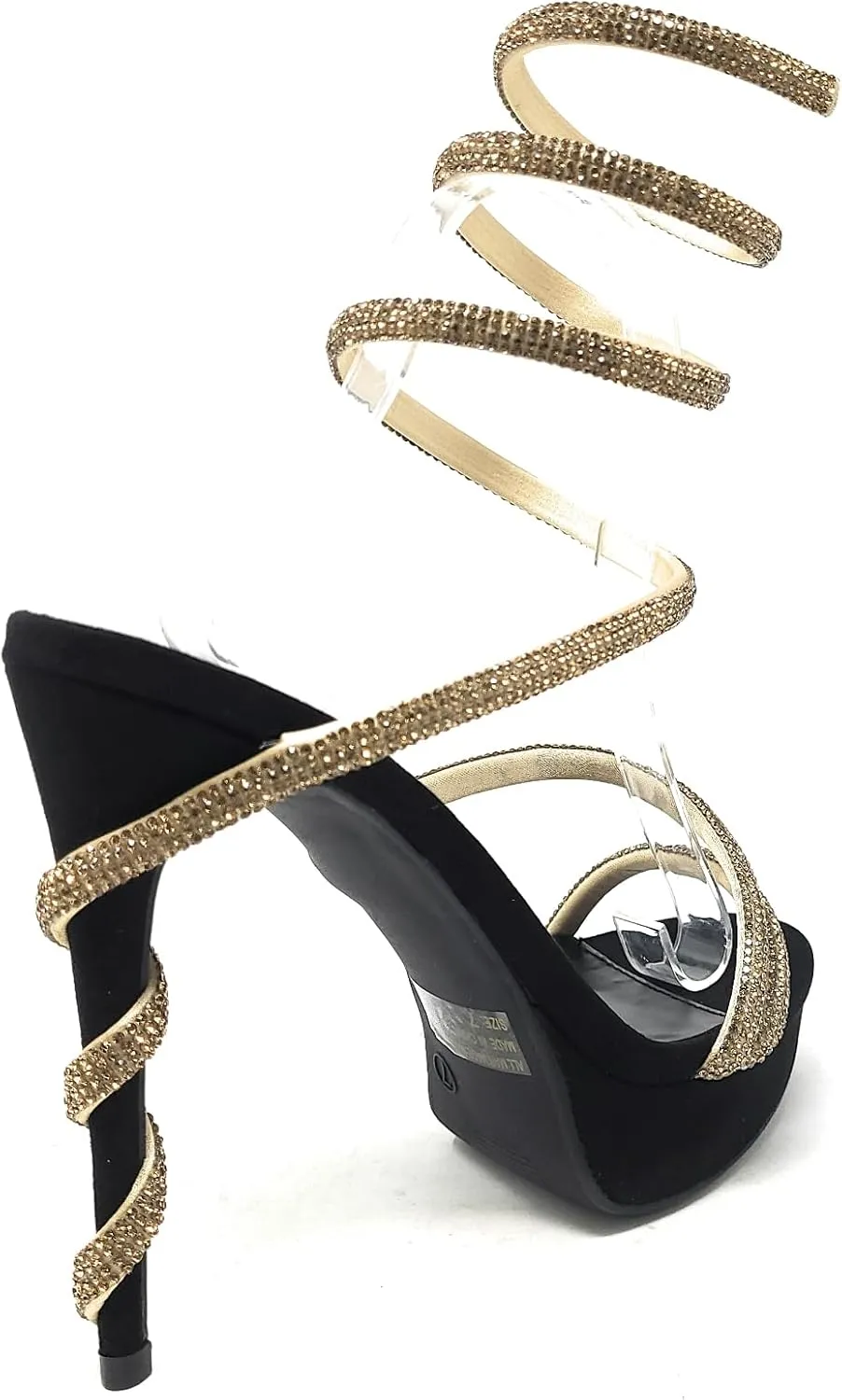 Wild Diva Women's Liz-34 Rhinestone Wrap Around Coil Spiral Embellished Straps & Heels Platform Stiletto Heels Sandals