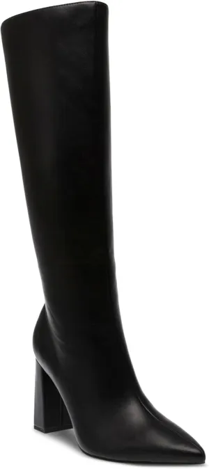 Wild Pair Womens IslahWC Faux Leather Block Heel Knee-High Boots