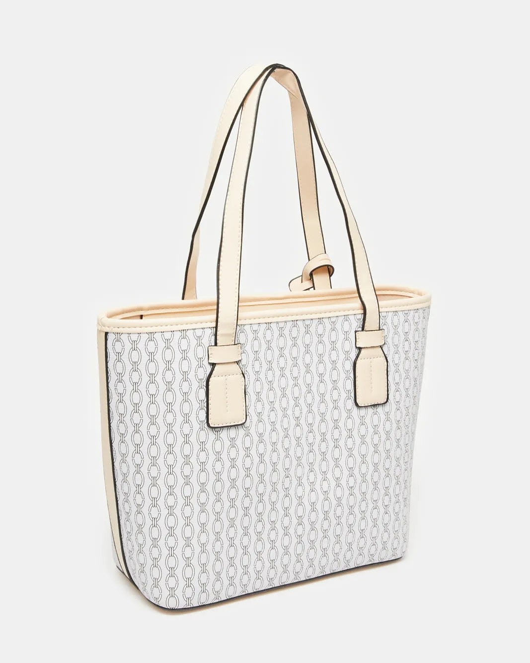 Women Blue And Beige Embellished Tote Bag