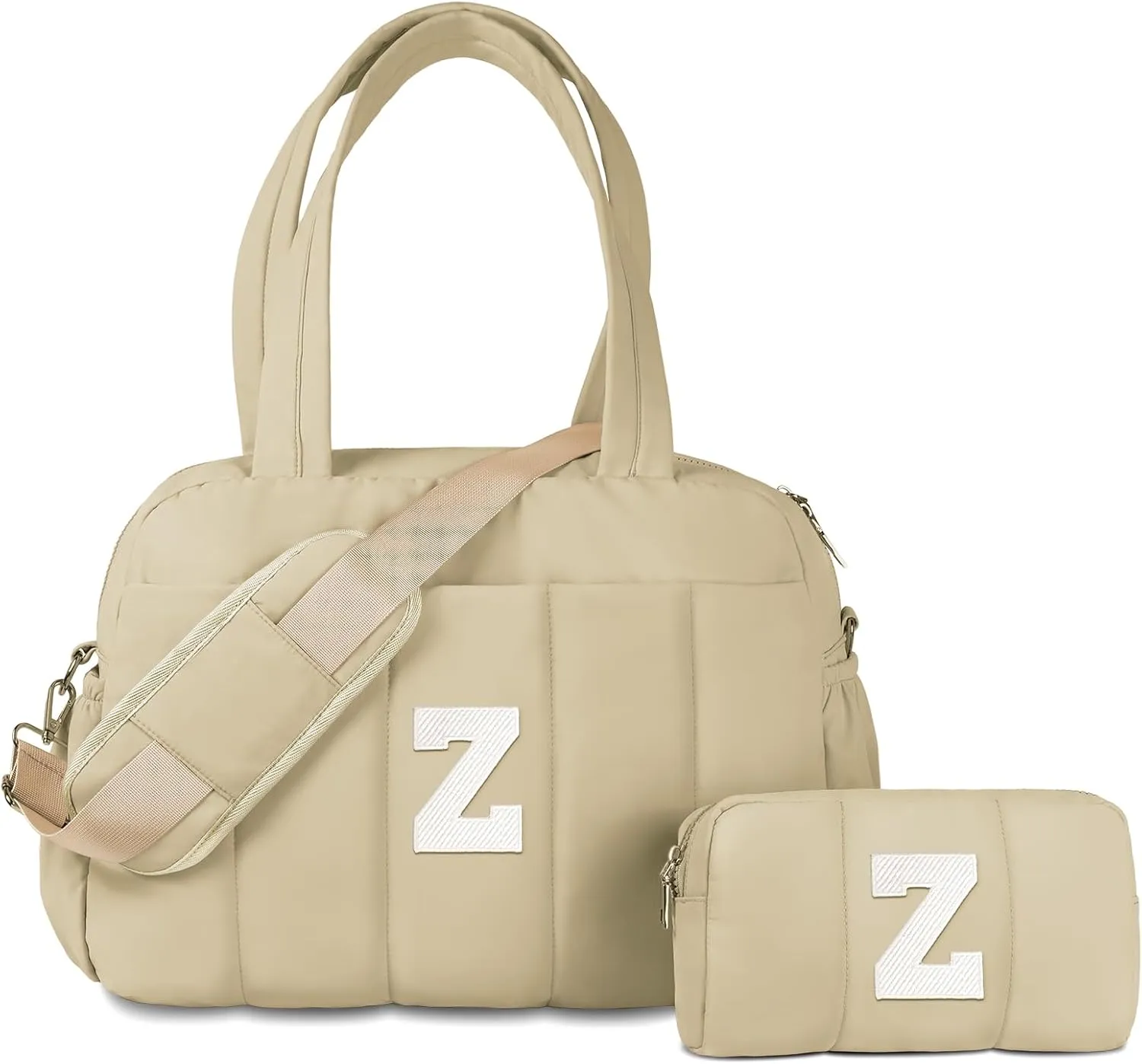 Women Gift, Initial Duffel Bag, Personalized Weekender Bag, Monogram Overnight Bag for Women, Travel Bag with Makeup Bag, Birthday Gifts for 4 5 6 7 8 9 10 11 12 13 Year Old Girls (Letter Z)