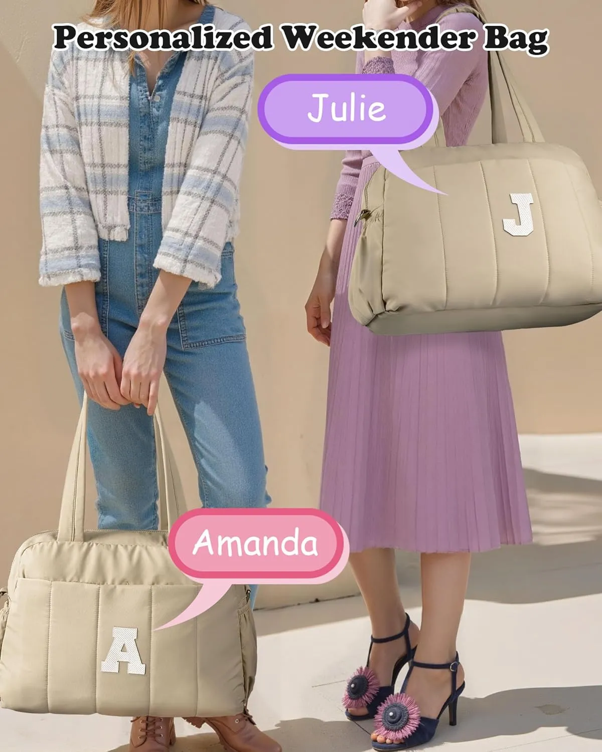 Women Gift, Initial Duffel Bag, Personalized Weekender Bag, Monogram Overnight Bag for Women, Travel Bag with Makeup Bag, Birthday Gifts for 4 5 6 7 8 9 10 11 12 13 Year Old Girls (Letter Z)