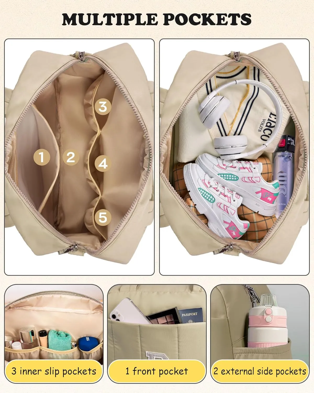 Women Gift, Initial Duffel Bag, Personalized Weekender Bag, Monogram Overnight Bag for Women, Travel Bag with Makeup Bag, Birthday Gifts for 4 5 6 7 8 9 10 11 12 13 Year Old Girls (Letter Z)