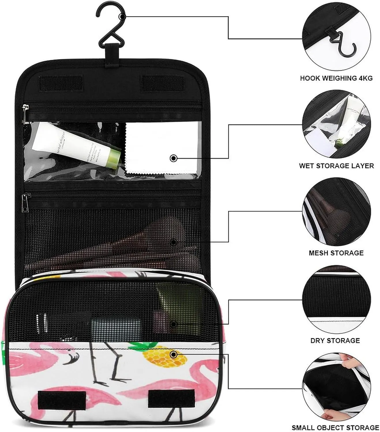 Women Hanging Toiletry Wash bag, Travel Cosmetic Storage Case Organizer