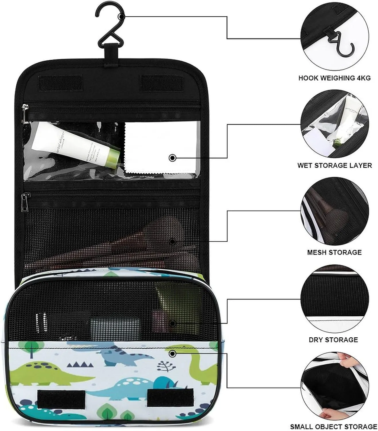 Women Hanging Toiletry Wash bag, Travel Cosmetic Storage Case Organizer