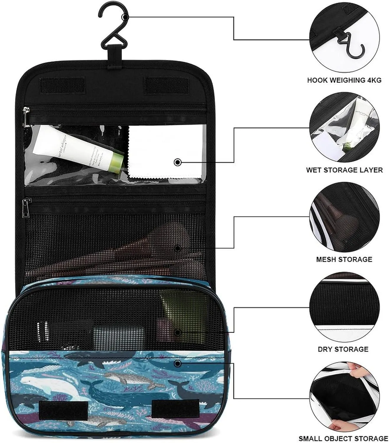 Women Hanging Toiletry Wash bag, Travel Cosmetic Storage Case Organizer