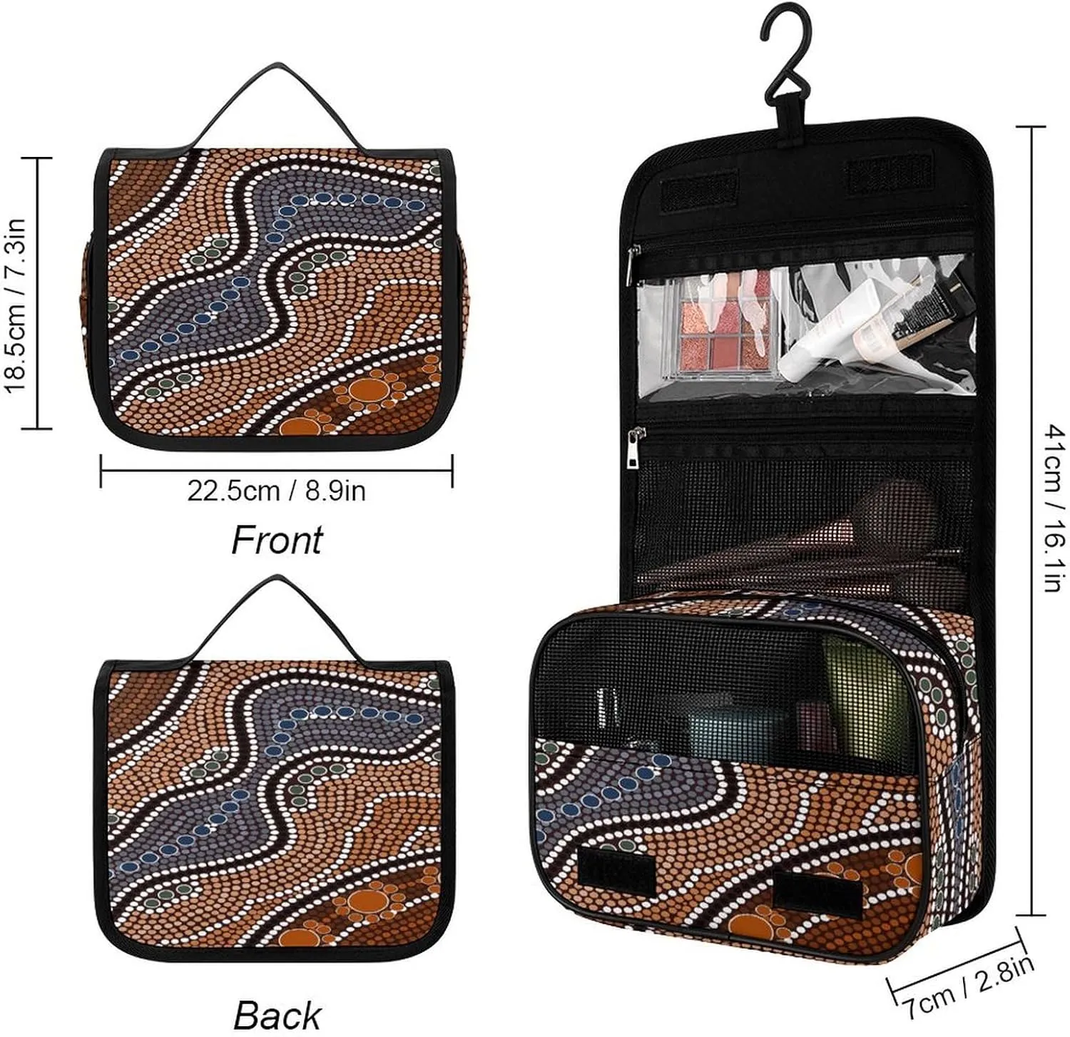 Women Hanging Toiletry Wash bag, Travel Cosmetic Storage Case Organizer