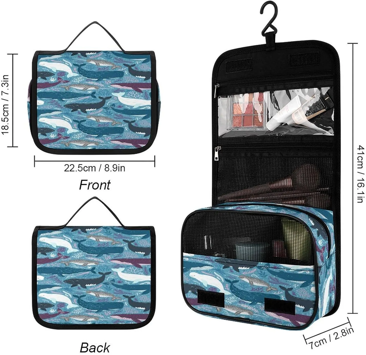 Women Hanging Toiletry Wash bag, Travel Cosmetic Storage Case Organizer