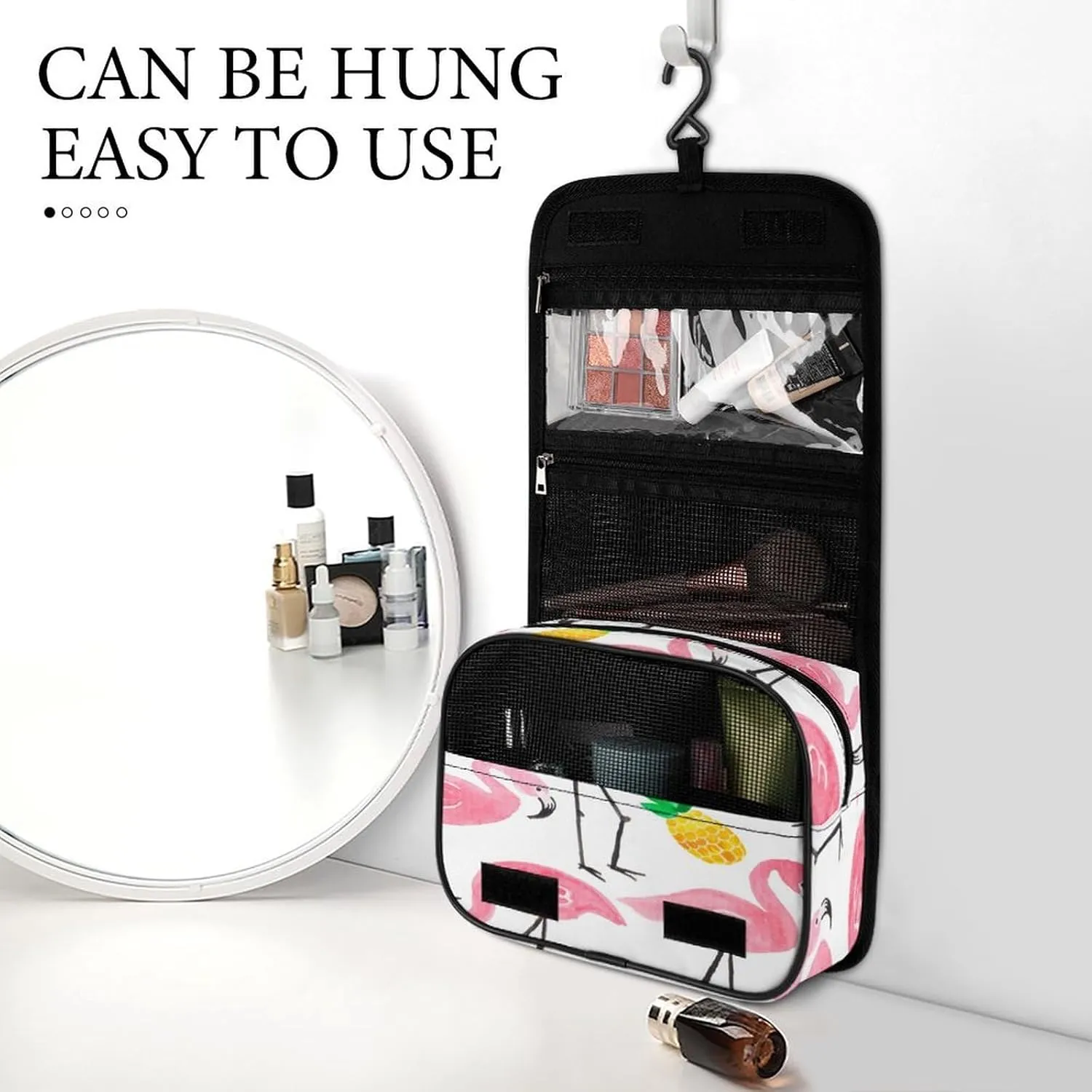 Women Hanging Toiletry Wash bag, Travel Cosmetic Storage Case Organizer