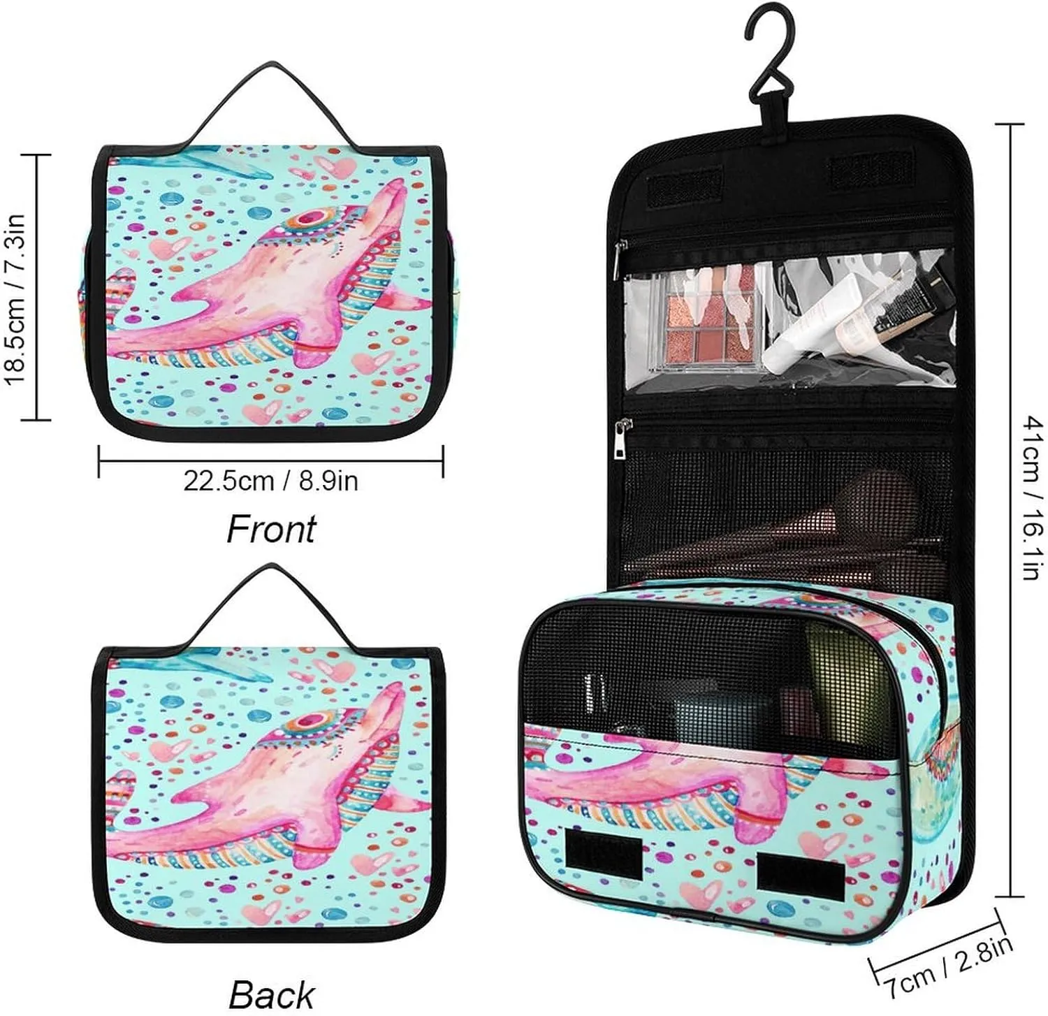 Women Hanging Toiletry Wash bag, Travel Cosmetic Storage Case Organizer