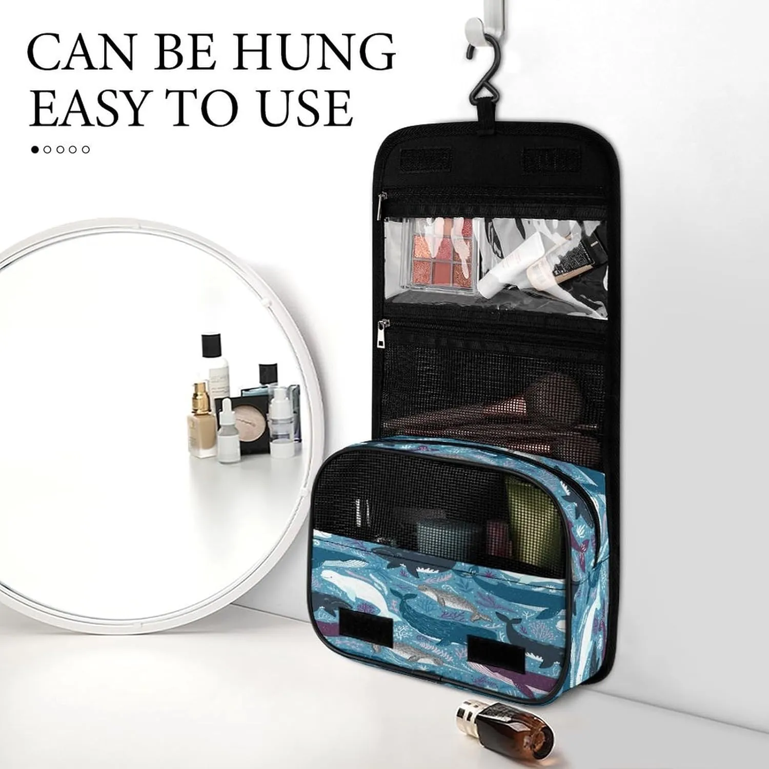 Women Hanging Toiletry Wash bag, Travel Cosmetic Storage Case Organizer