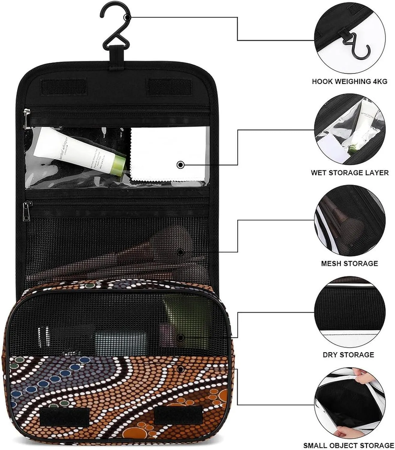 Women Hanging Toiletry Wash bag, Travel Cosmetic Storage Case Organizer