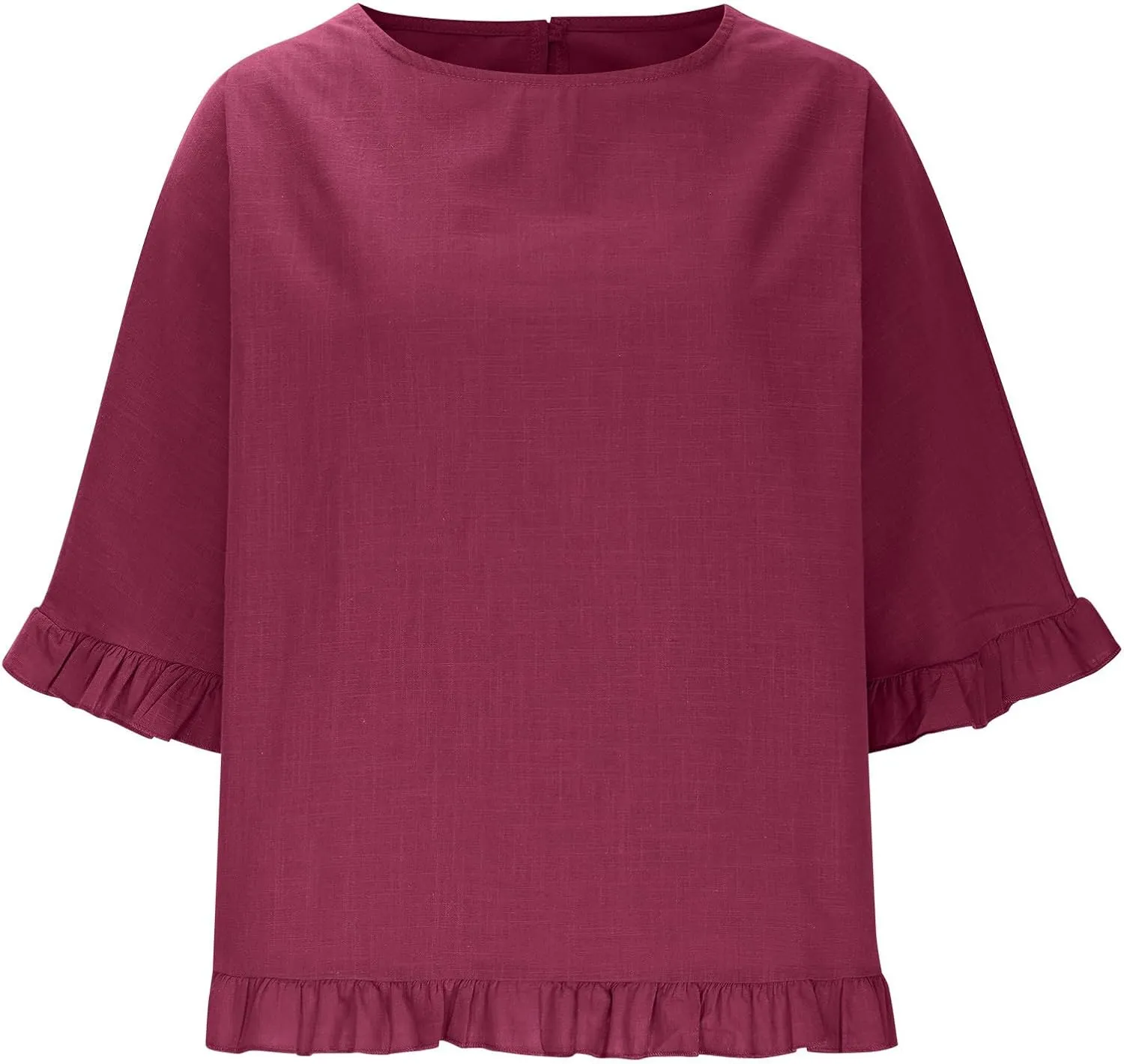 Women Linen Shirts Summer Casual Plus Size Beach Vacation Half Sleeve Gauze Tees Tops Crewneck Cotton Blouses Clothes