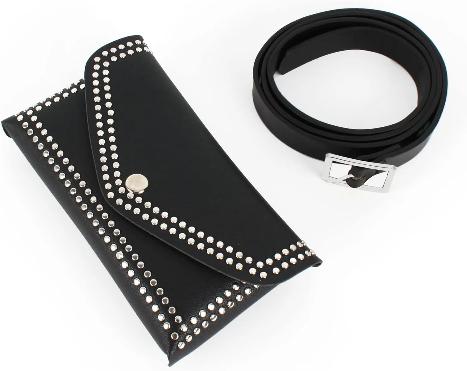 Women Mini Punk Rivet Belt Bag Fanny Pack Waist Bag Small Waist Pouch for Travel Workout Running Hiking