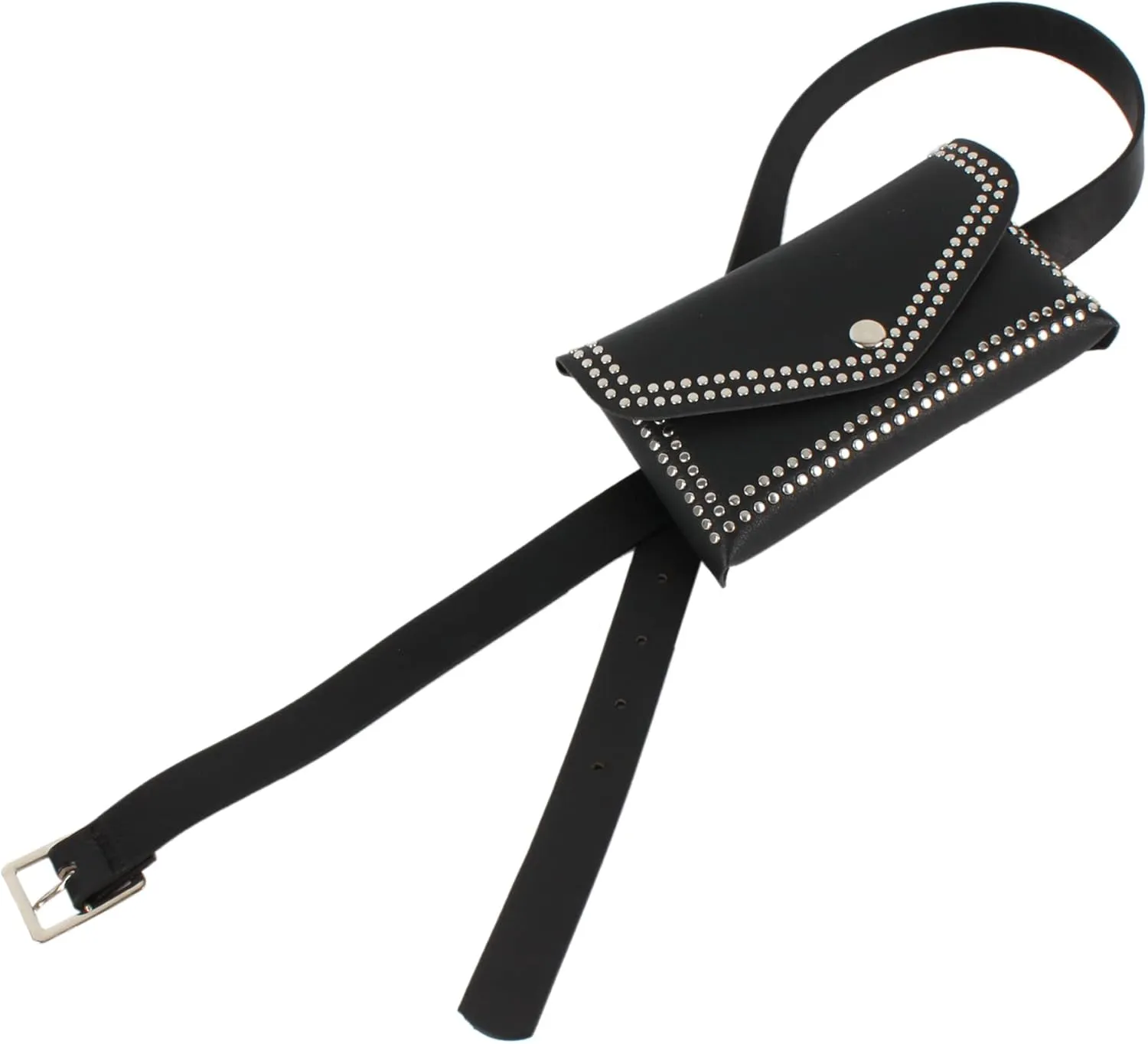 Women Mini Punk Rivet Belt Bag Fanny Pack Waist Bag Small Waist Pouch for Travel Workout Running Hiking
